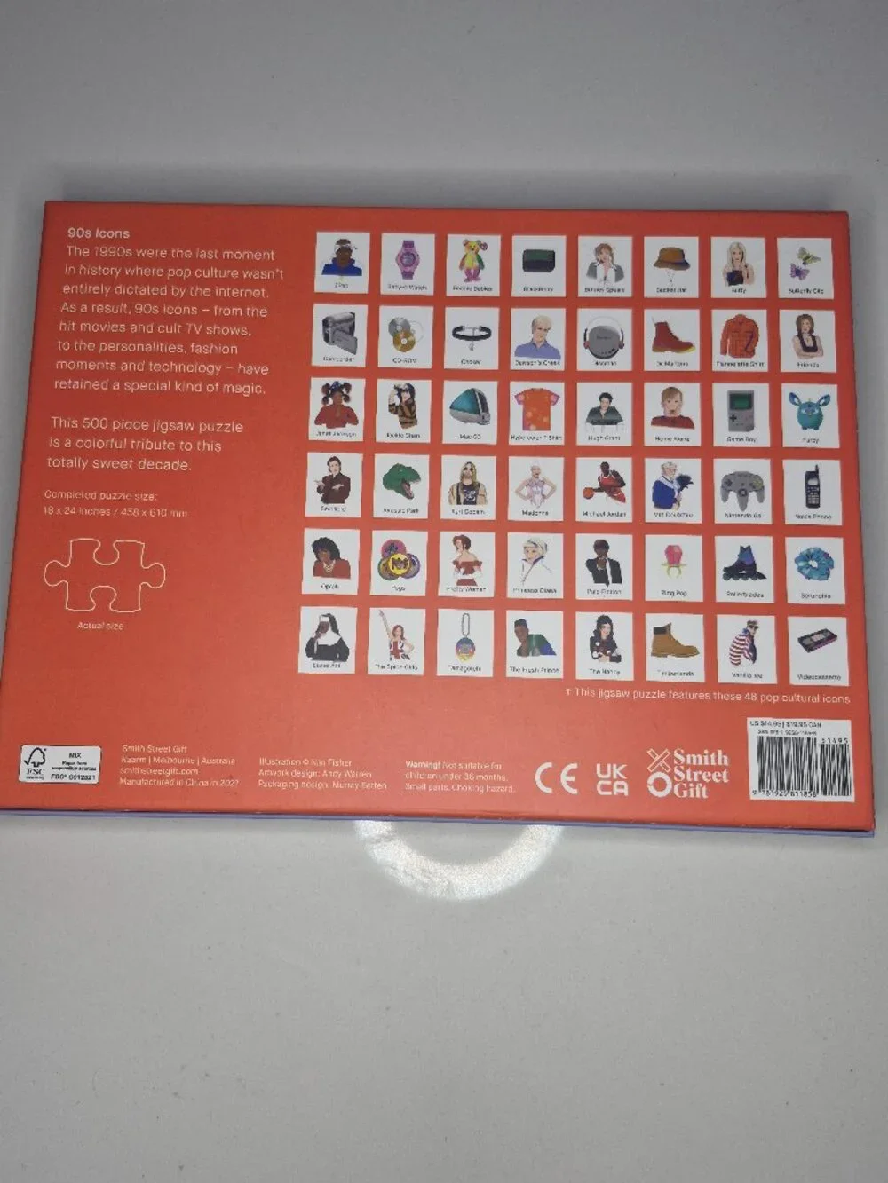90's Icons 500 Piece Puzzle TuPac Gameboy Britney Friends Timberland